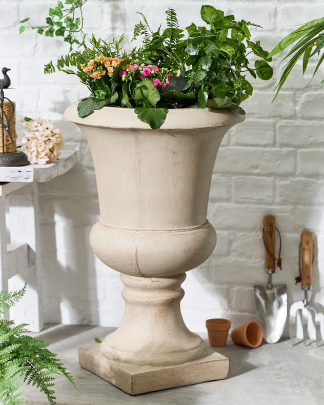 Beige Footed Urn Planter