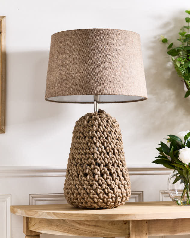 Jute Rope Lamp with Linen Shade