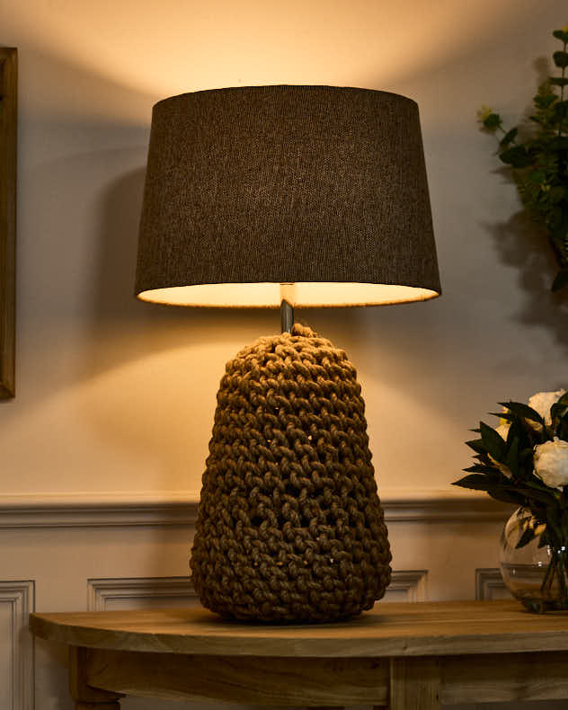 Jute Rope Lamp with Linen Shade