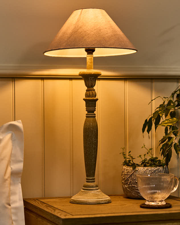 Grey Wash Candlestick Lamp