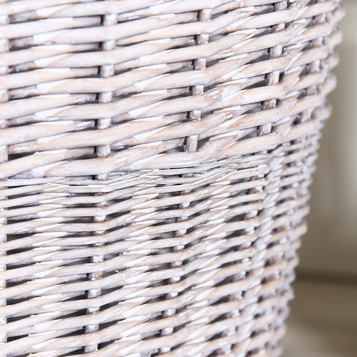 Grey Wicker Waste Paper Basket