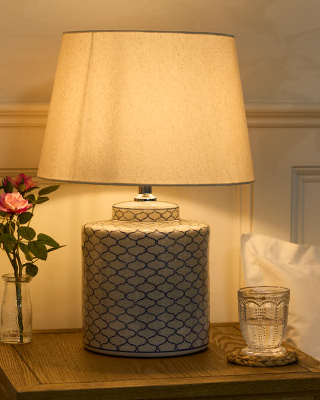 Blue Geometric Table Lamp