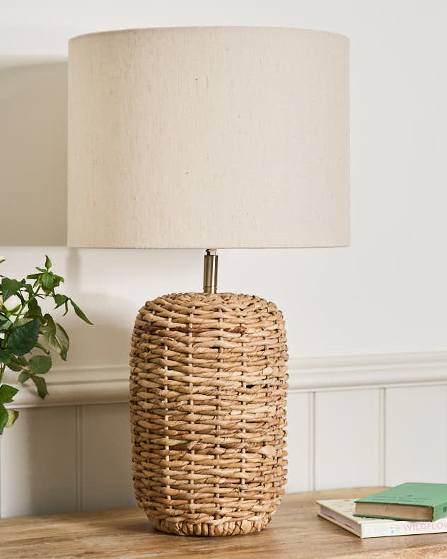 Brown Jute Lamp - Tall Woven Jute Table Lamp