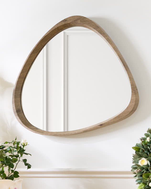 Oak Framed Mid-Century Mirror