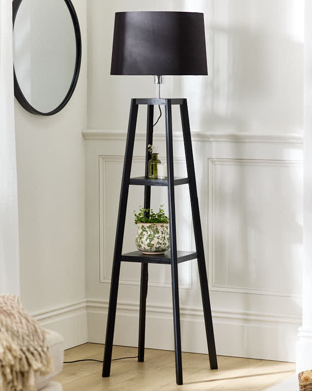 Wooden Plant Stand Lamp