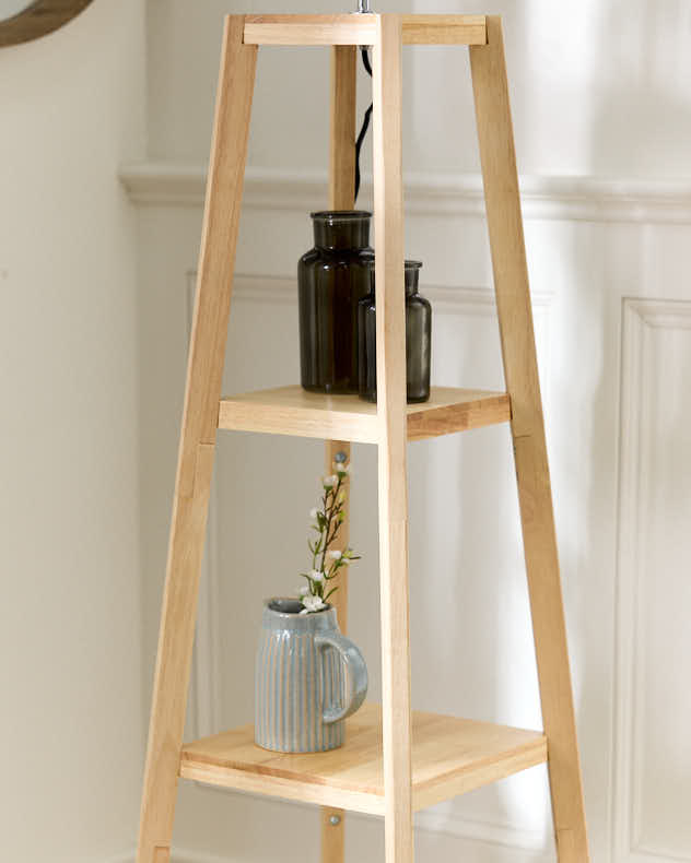 Wooden Plant Stand Lamp