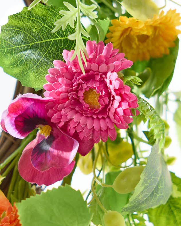 Faux Daisy & Pansy Spring Wreath