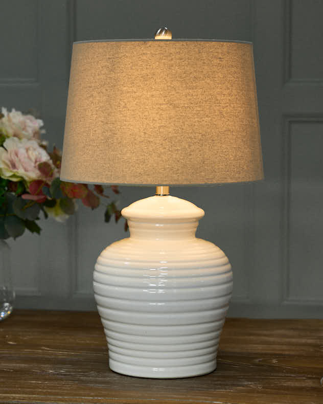 Lamp - Glazed White Pot Lamp