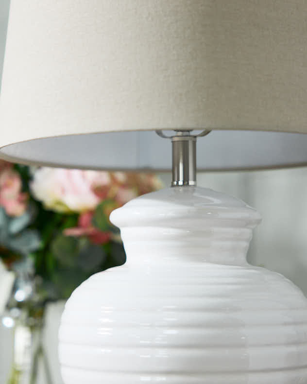 Lamp - Glazed White Pot Lamp