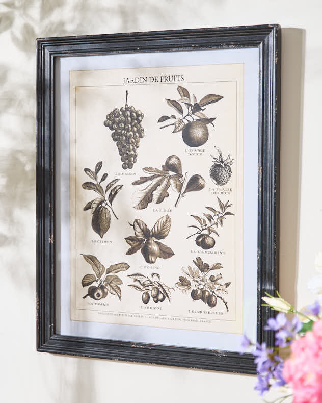 Wall Plaques Fruits - Black and White Framed Print