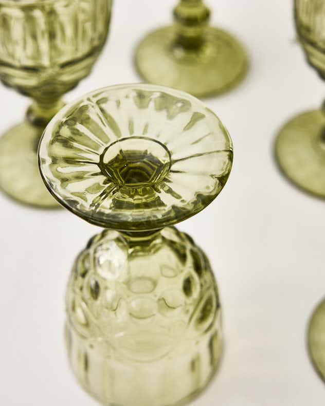 Wine Glasses - Set of Palazzo Green Wine Goblets