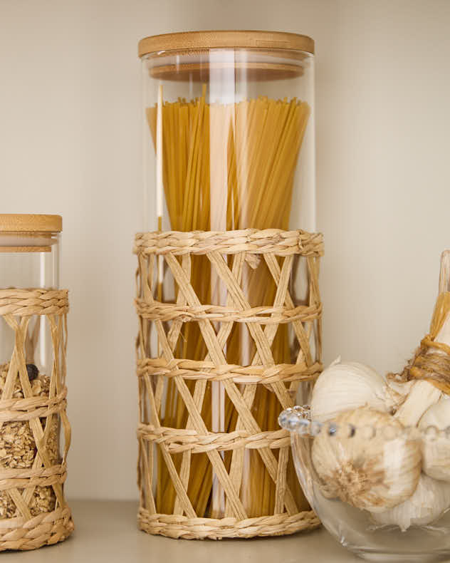 Raffia Finish Storage Jar