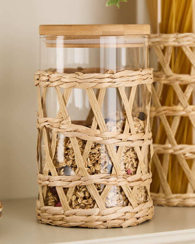 Raffia Finish Storage Jar