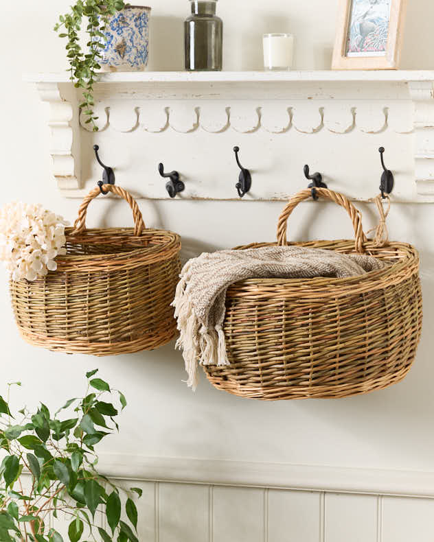 Storage Baskets - Set of 2 Wicker Wall Baskets