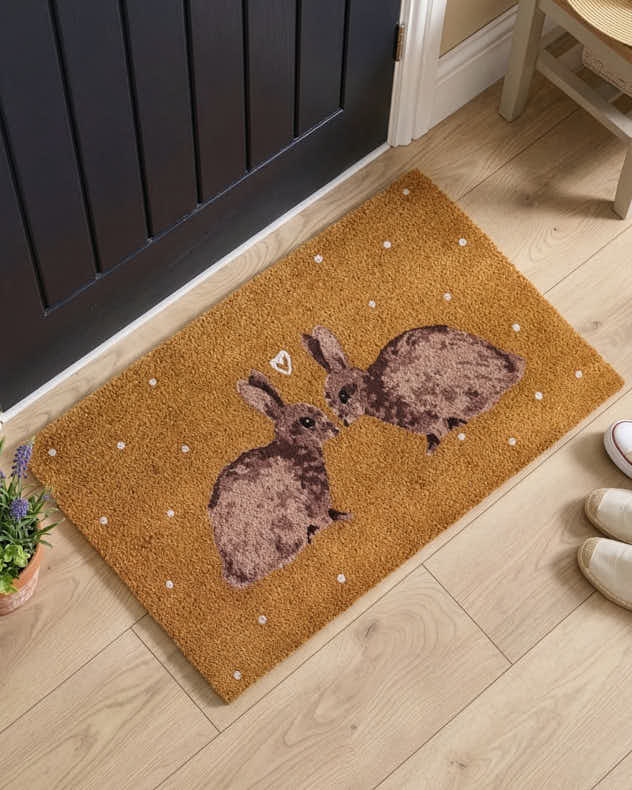 Brown Coconut &amp; PVC Doormats - Rabbit Door Mat