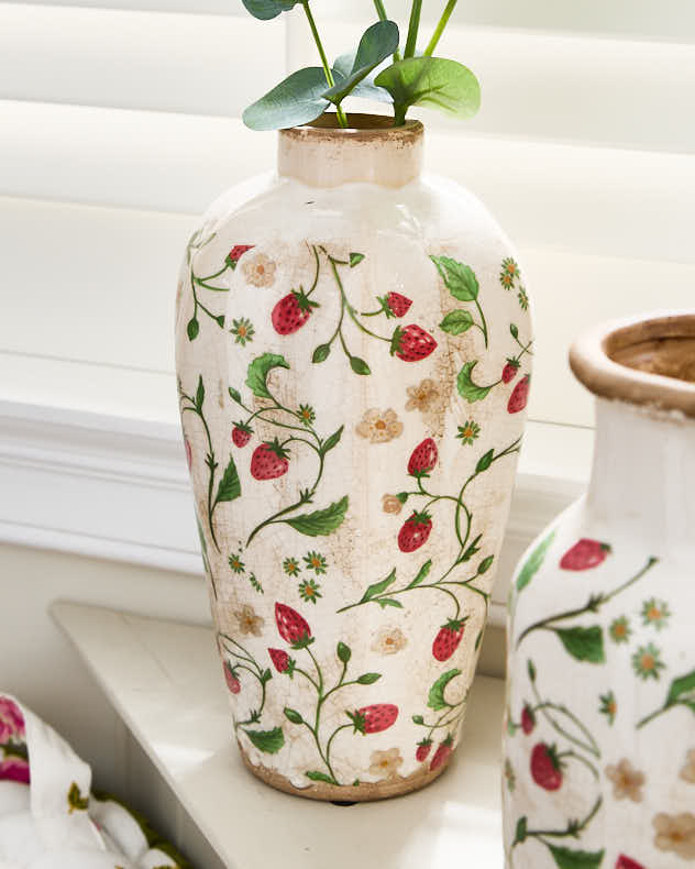 Red Ceramic Vases - Rounded Strawberry Vase