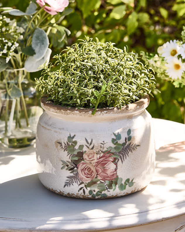 Pink Ceramic Pots & Planters - Garden Rose Indoor Planter