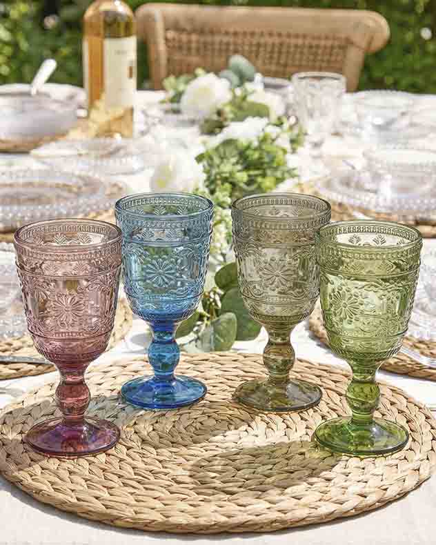Multi-colour Glass Wine Glasses - Fontaine Set of 4 Wine Goblets