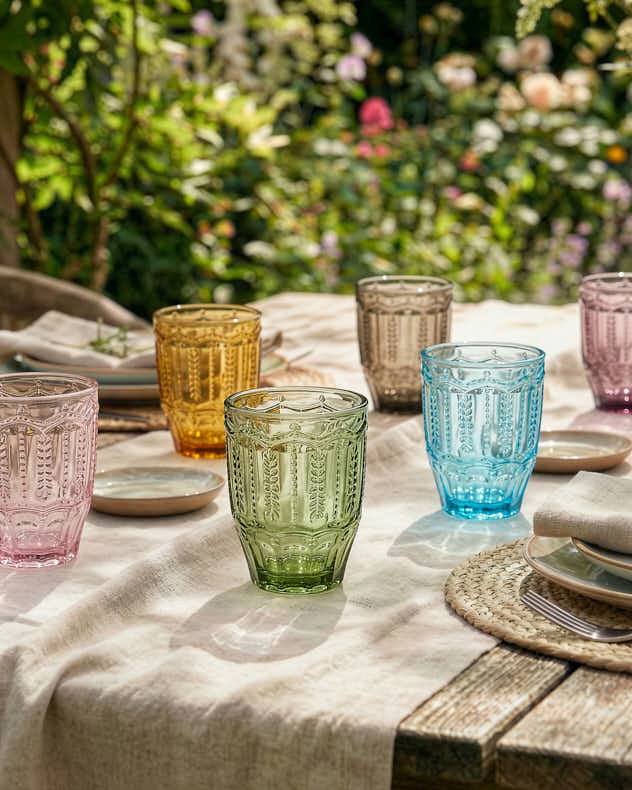 Multi-colour Glass Tumblers - Roselle Set of 6 Tumblers