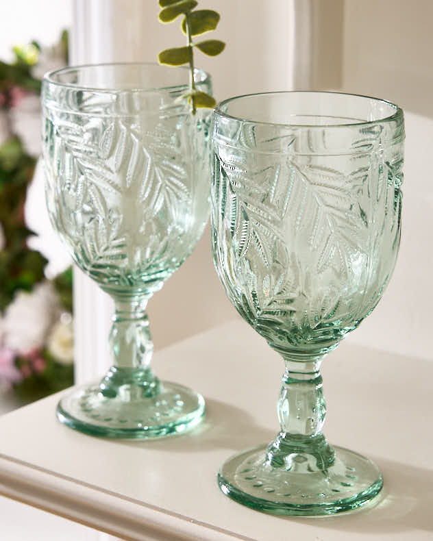 Laurier Leaf Set of 2 Wine Goblets