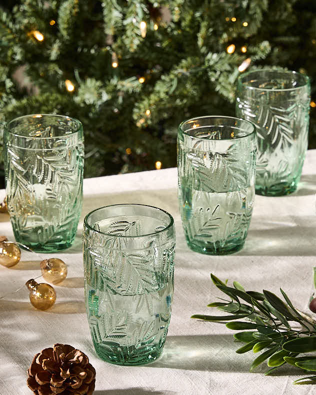 Ensemble de 4 verres à pied Laurier en relief