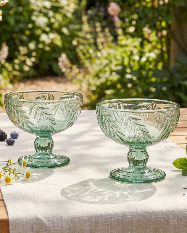 Bowls Set of 4 - Laurier Leaf Set of Footed Bowls