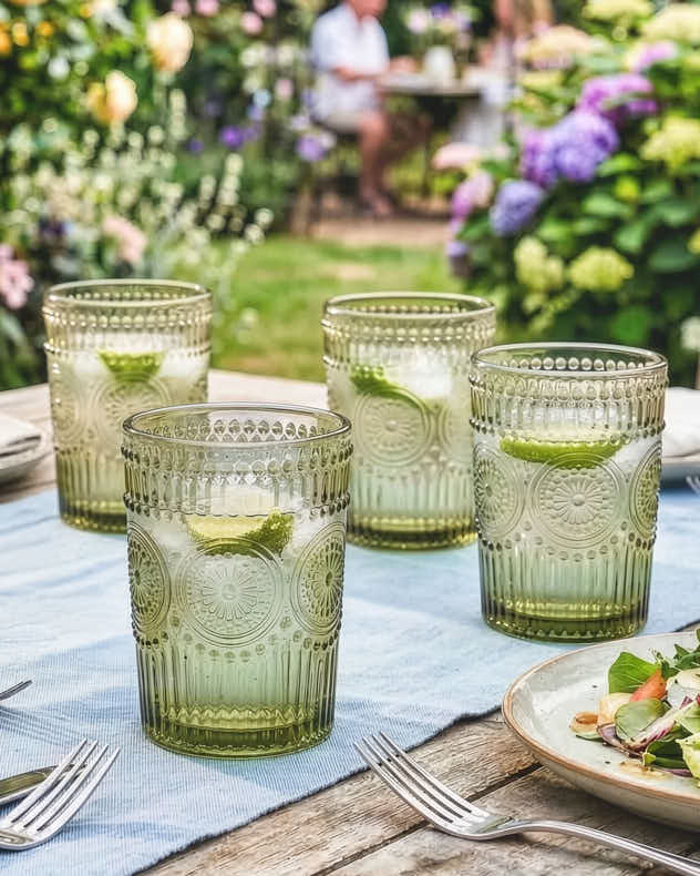 Set of 2 Green Glass Tumblers - Palmas Green Tumbler