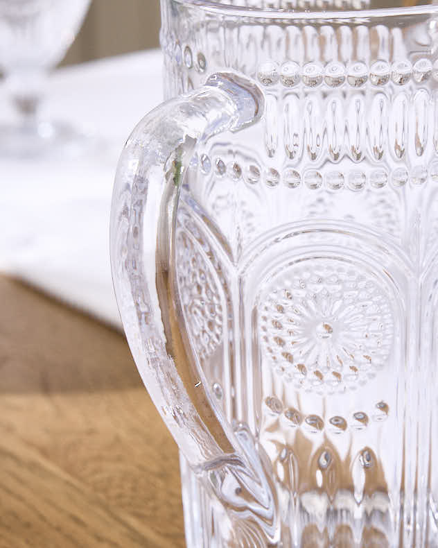Palmas Embossed Glass Pitcher Jug