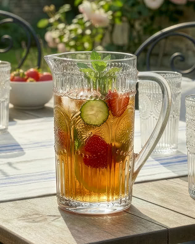 Clear Glass Serving Jugs & Pitchers - Palmas Embossed Glass Pitcher Jug