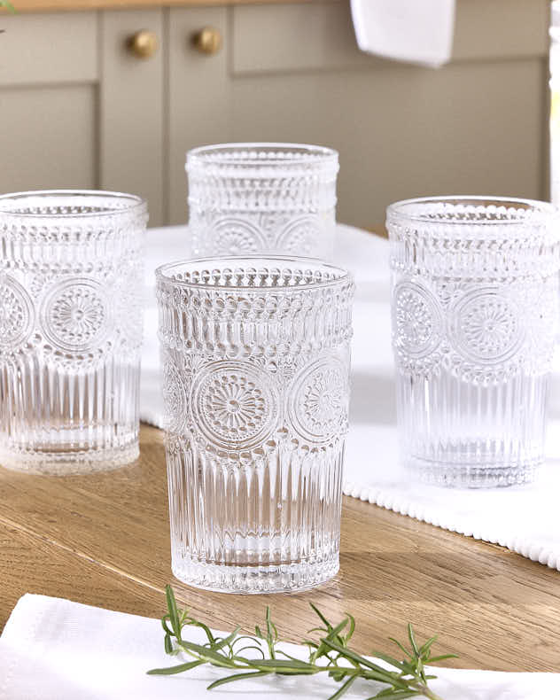 Palmas Embossed Glass Highball Tumblers