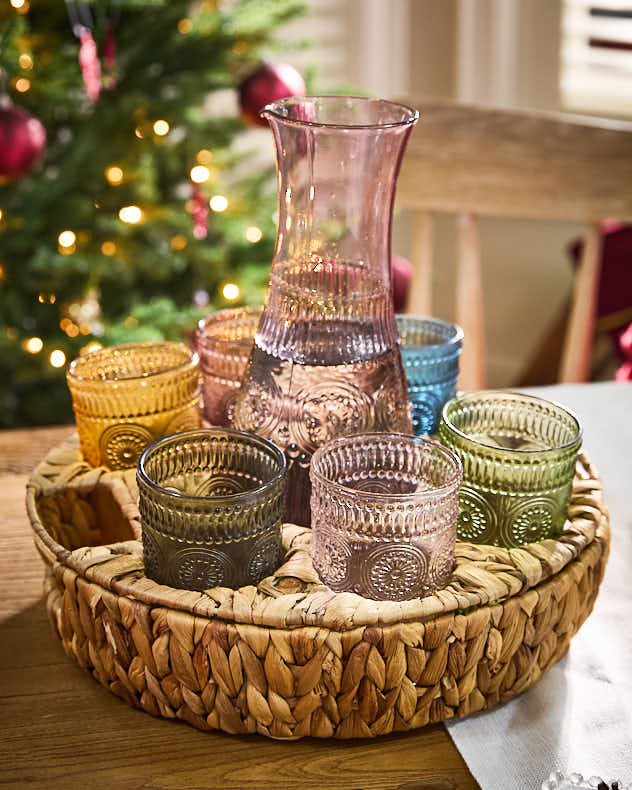 Carafe and Tumblers in Woven Holder