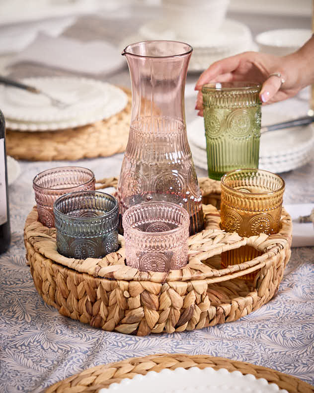 Carafe and Tumblers in Woven Holder