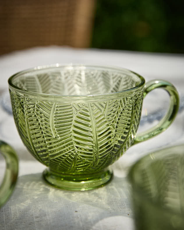 Mugs &amp; Coffee Cups Set of 4 - Botanical Green Leaves Cup