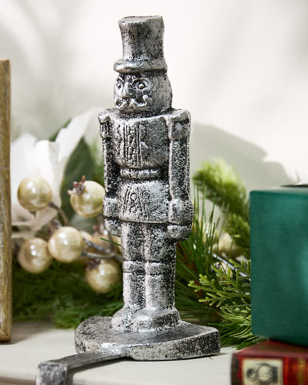 Stocking Holders - Silver Nutcracker Stocking Holder