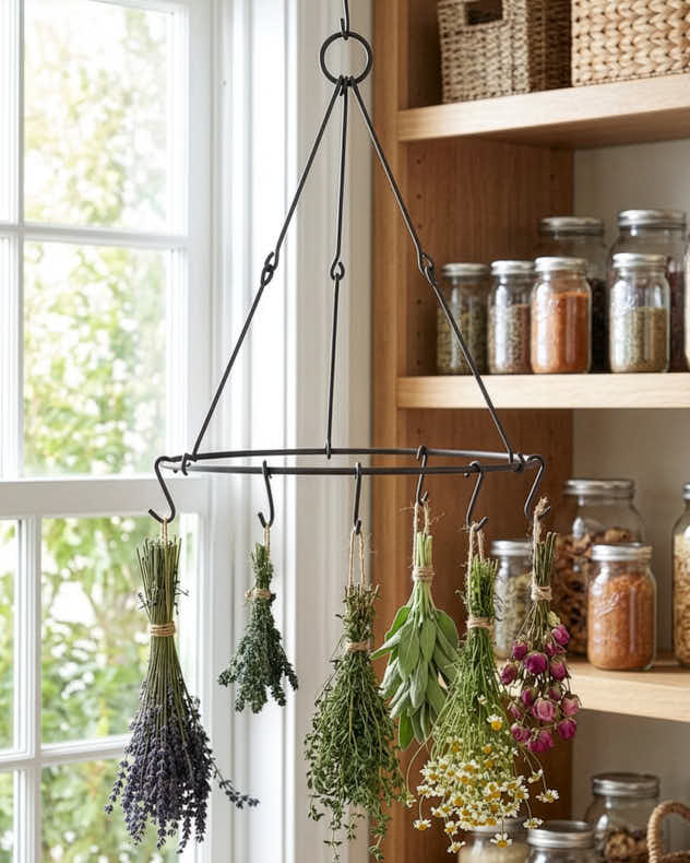 Brown Iron Garden Accessories - Romarin Hanging Herb and Flower Dryer