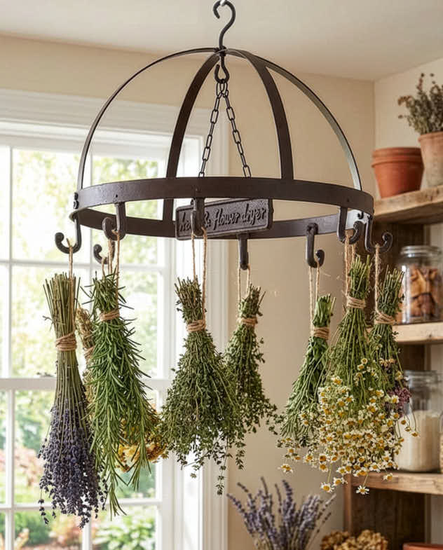 Brown Iron Garden Accessories - Origan Hanging Herb and Flower Dryer