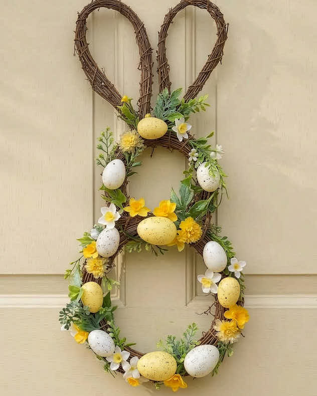 Yellow & Green & White Wreaths - Bunny Egg Wreath
