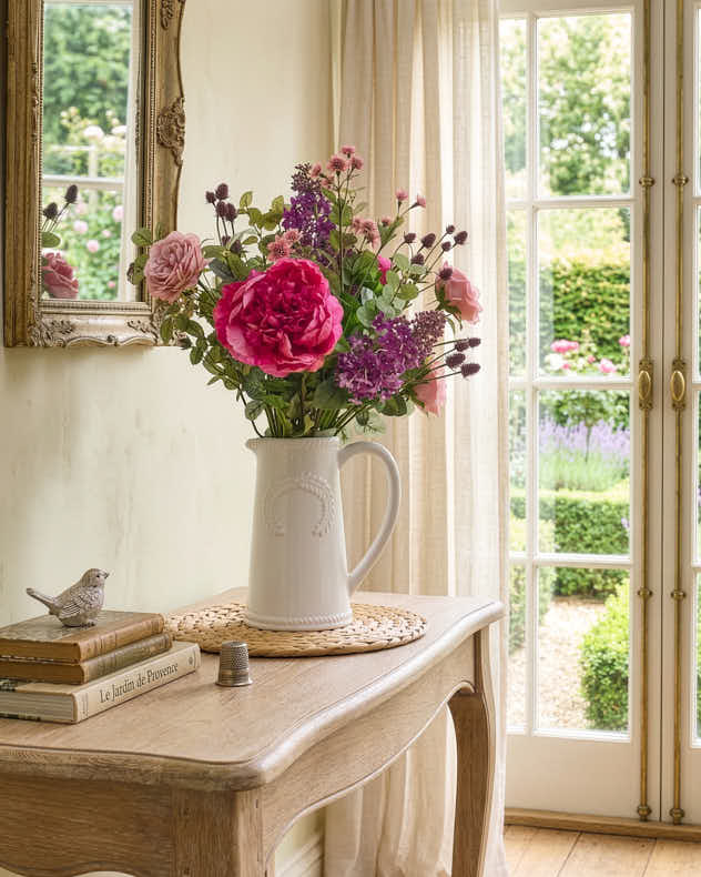 Faux Flowers - Artificial Blooms in Jug Vase