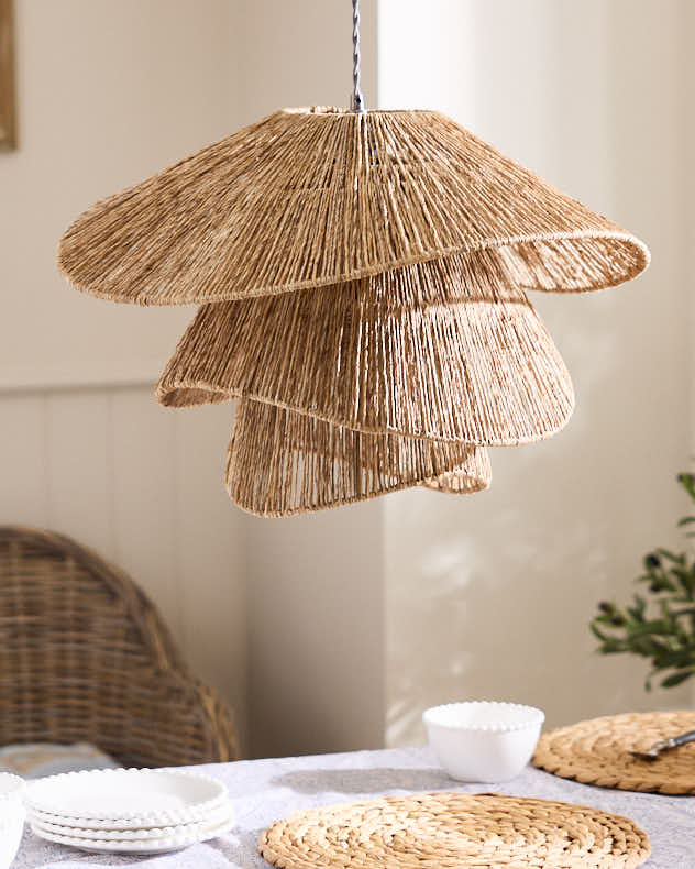 Natural Jute Light Shade - Fanned 3 Tier Ceiling Shade