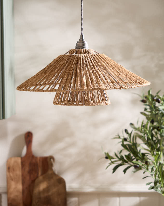 Natural Jute Light Shade - Fanned Ceiling Light Shade