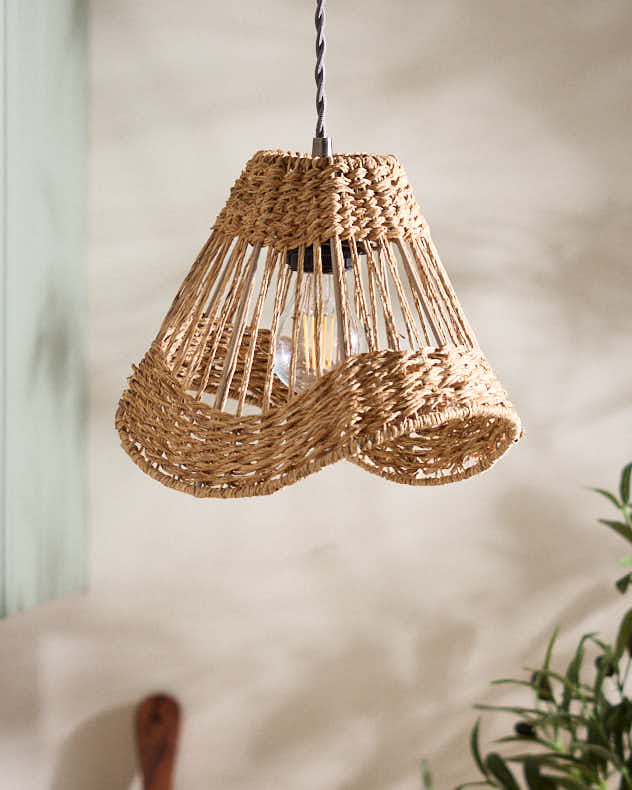 Natural Jute Light Shade - Arched Wave Ceiling Shade