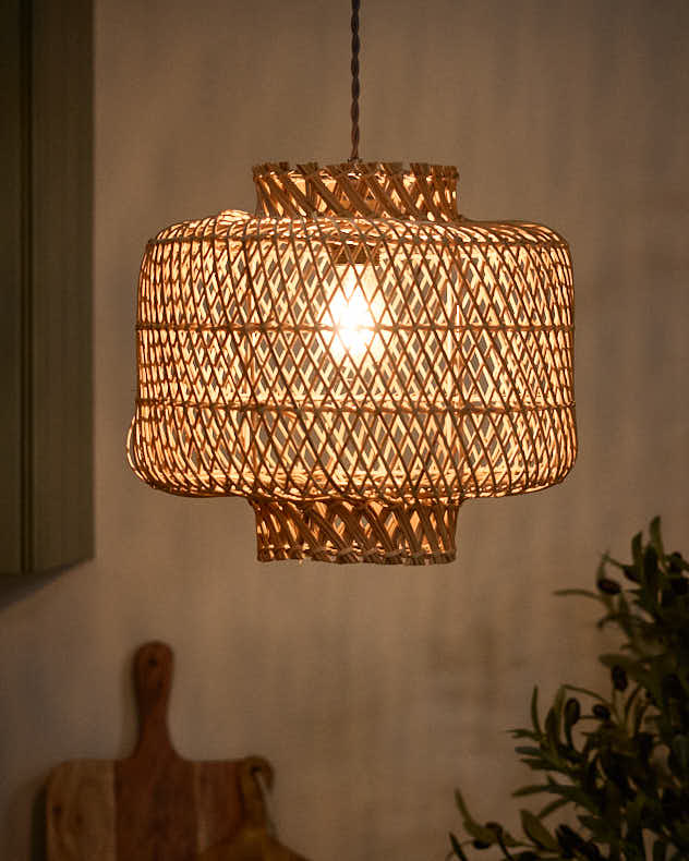 Light Shade - Boxed Diamond Woven Pendant Shade