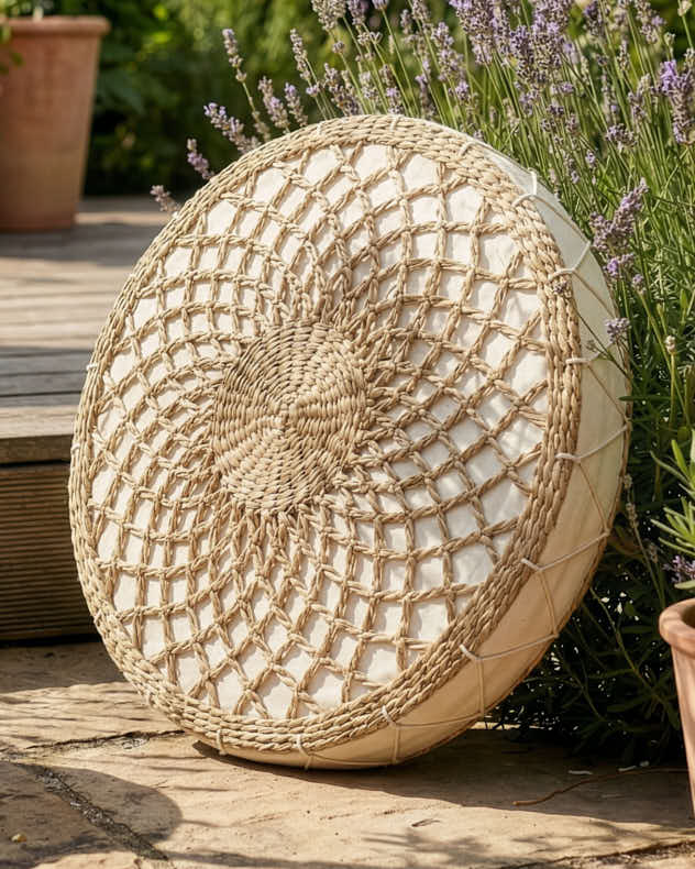 Natural Seagrass Cushions - Ambala Woven Round Floor Cushion