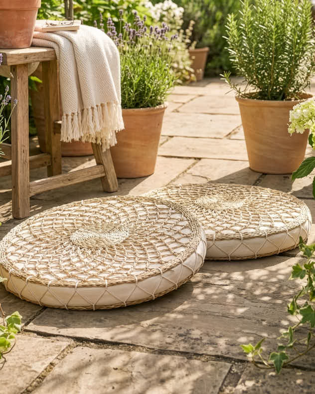 Ambala Woven Round Floor Cushion