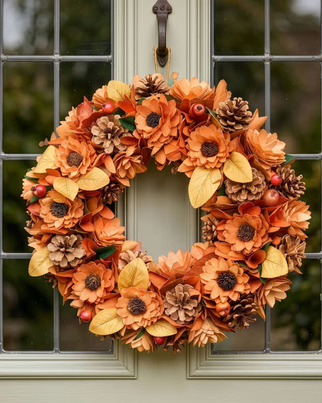 Fall Florals Orange Wreath