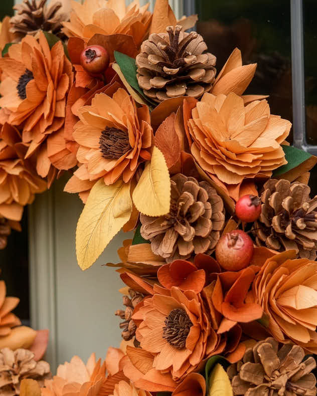 Personalised Fall Florals Orange Wreath