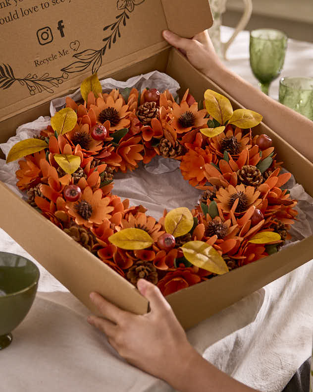 Personalised Fall Florals Orange Wreath