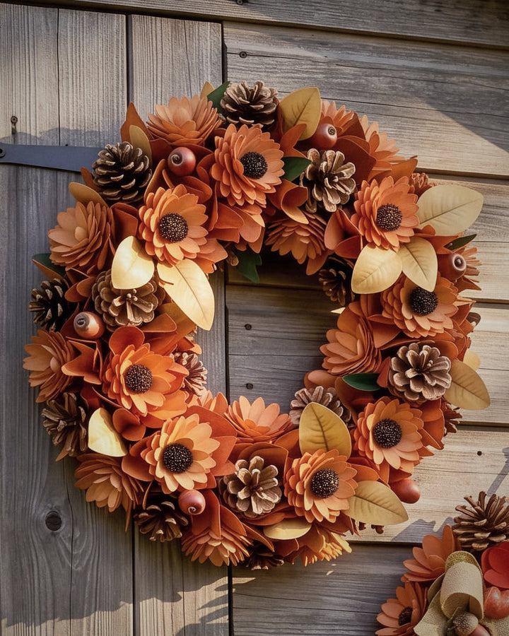 Fall Florals Orange Wreath