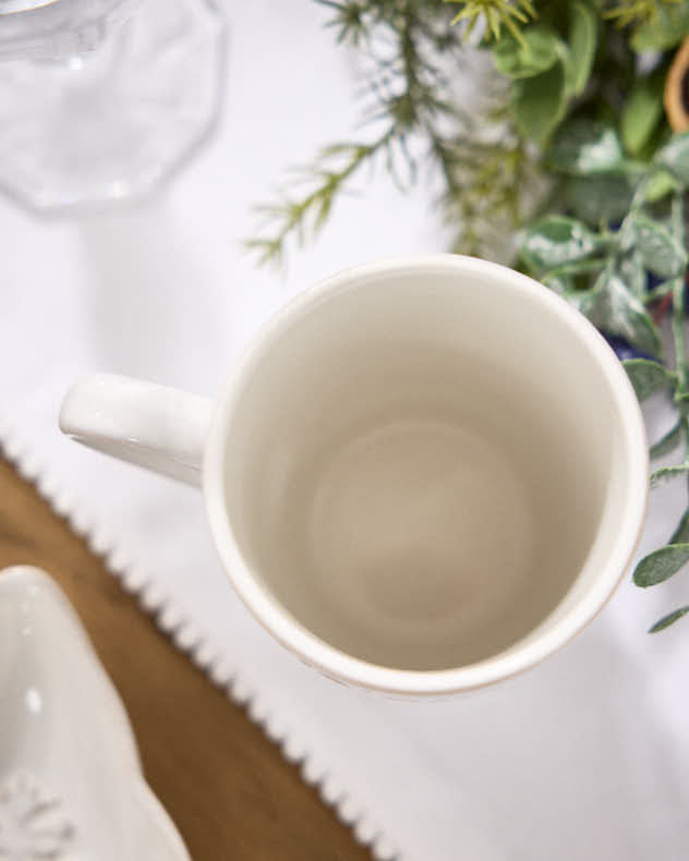 Set of 2 White Snowflake Mugs
