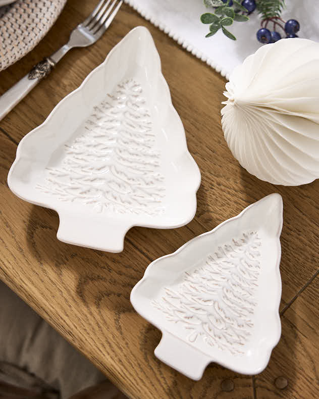 White Ceramic Plates - Set of 2 White Tree Side Plates